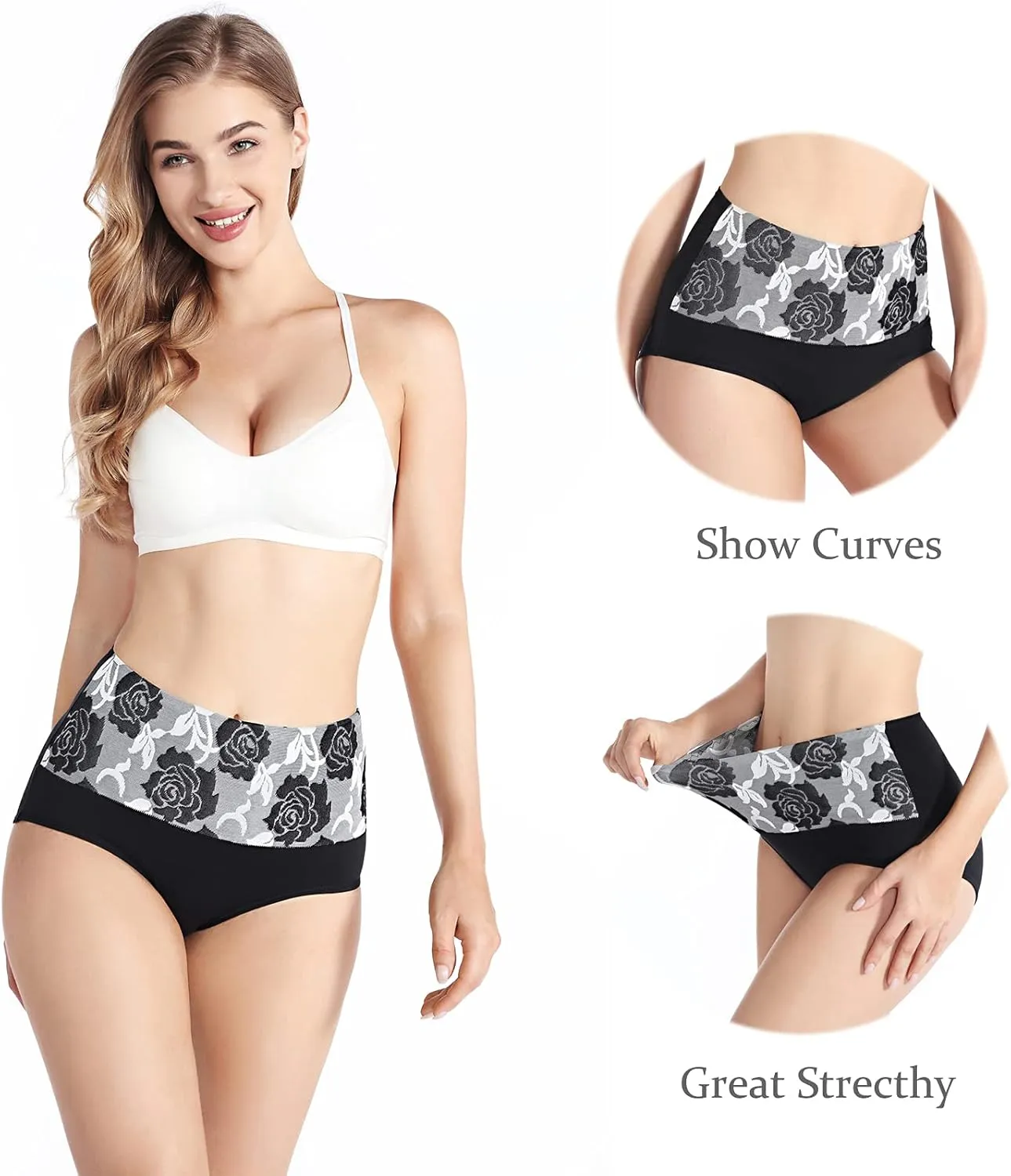 Kinyanco High Waist Tummy Control Panties for Women, Cotton Underwear No Muffin Top Shapewear Brief Panties