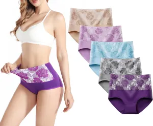 Kinyanco High Waist Tummy Control Panties for Women, Cotton Underwear No Muffin Top Shapewear Brief Panties