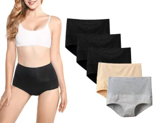 Kinyanco High Waist Tummy Control Panties for Women, Cotton Underwear No Muffin Top Shapewear Brief Panties