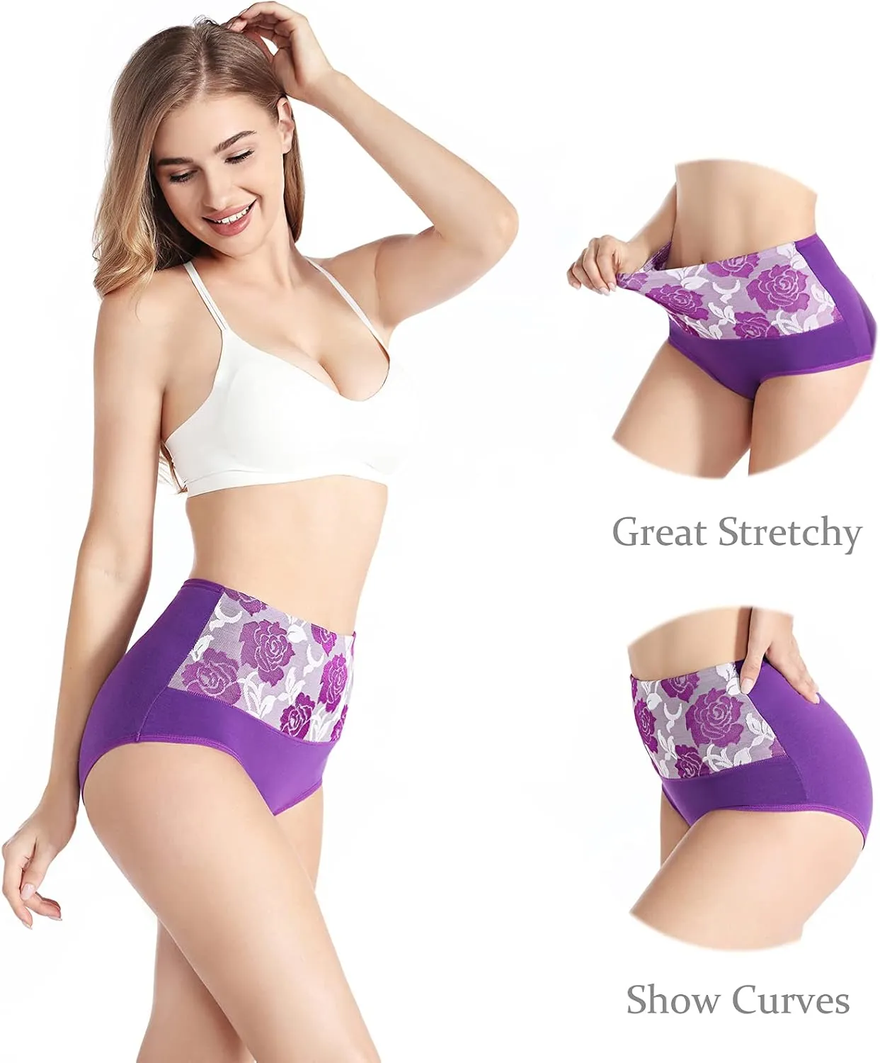 Kinyanco High Waist Tummy Control Panties for Women, Cotton Underwear No Muffin Top Shapewear Brief Panties