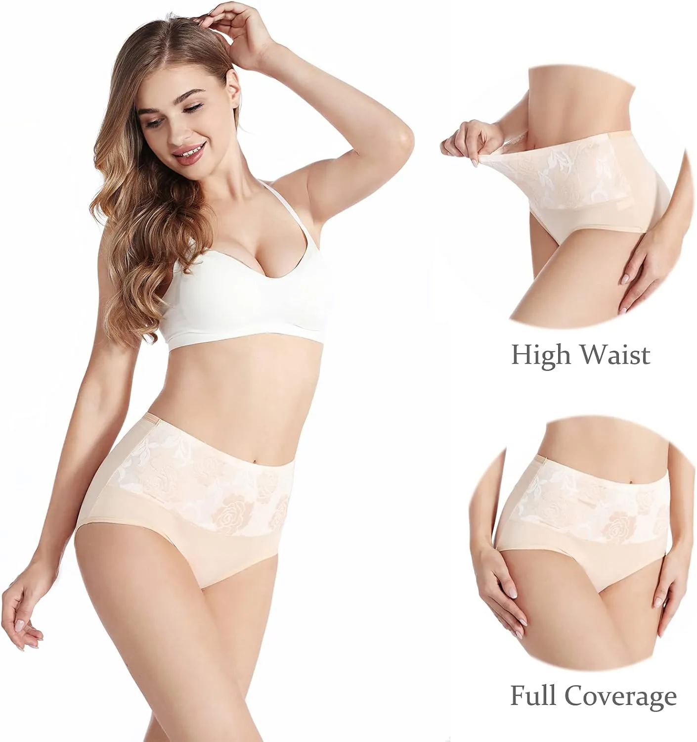 Kinyanco High Waist Tummy Control Panties for Women, Cotton Underwear No Muffin Top Shapewear Brief Panties