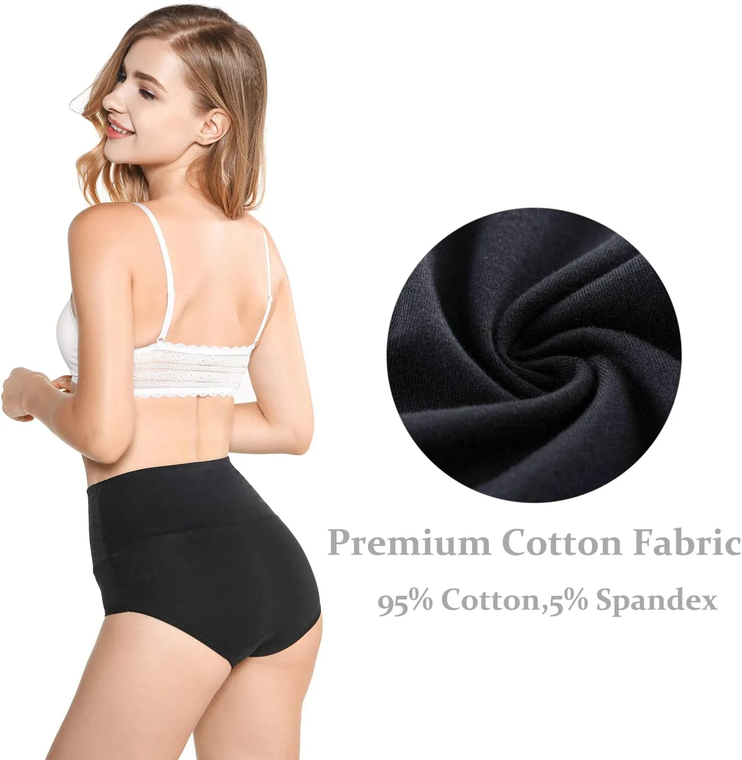 Kinyanco High Waist Tummy Control Panties for Women, Cotton Underwear No Muffin Top Shapewear Brief Panties