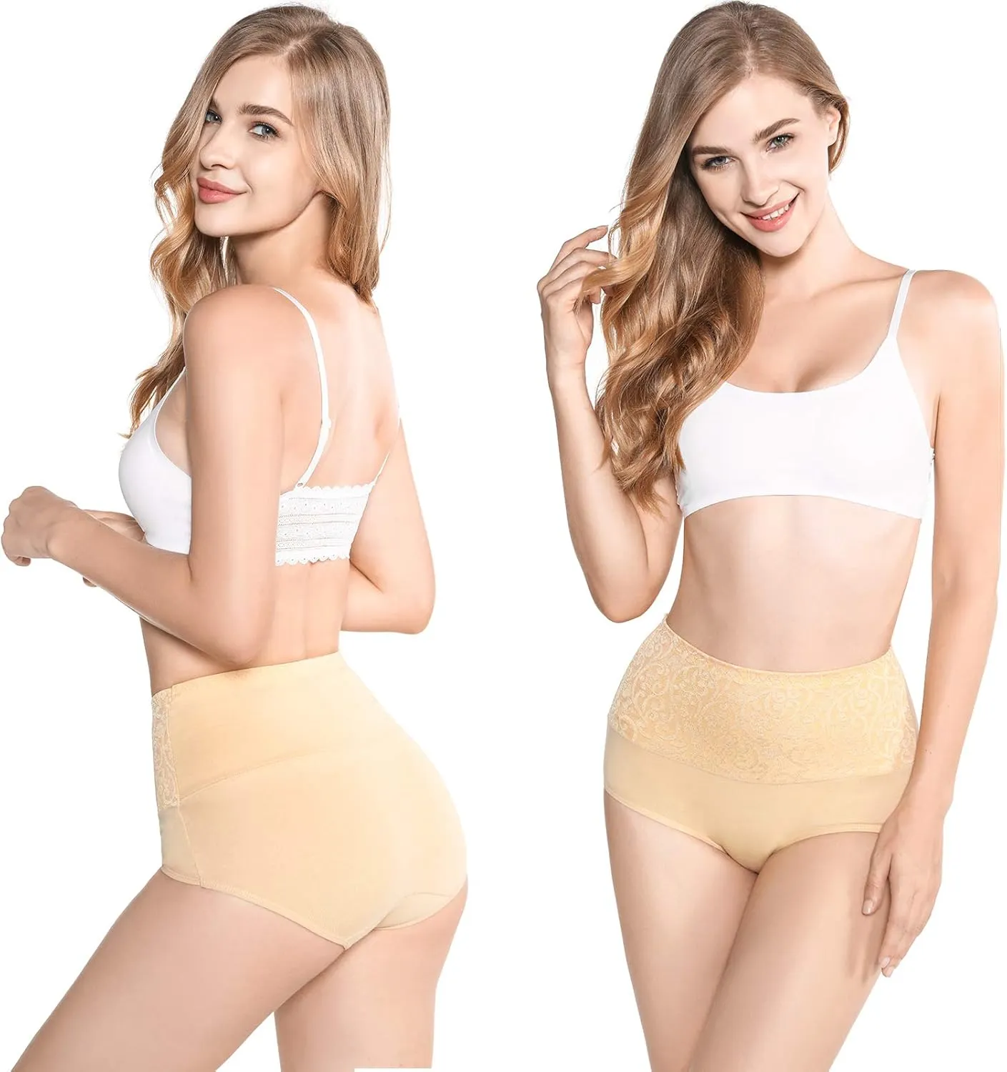 Kinyanco High Waist Tummy Control Panties for Women, Cotton Underwear No Muffin Top Shapewear Brief Panties