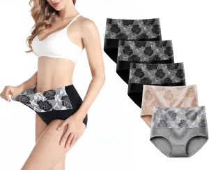Kinyanco High Waist Tummy Control Panties for Women, Cotton Underwear No Muffin Top Shapewear Brief Panties