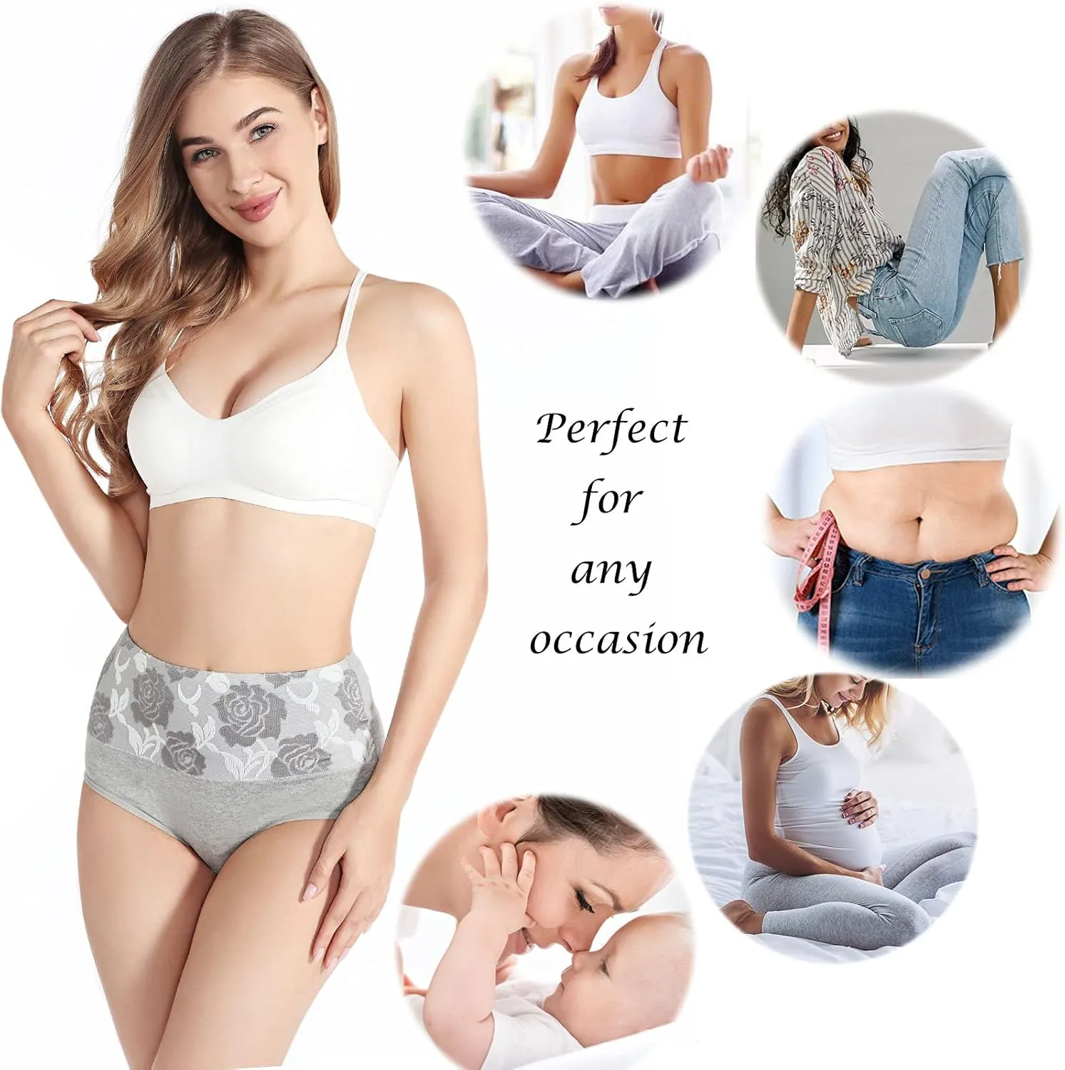 Kinyanco High Waist Tummy Control Panties for Women, Cotton Underwear No Muffin Top Shapewear Brief Panties