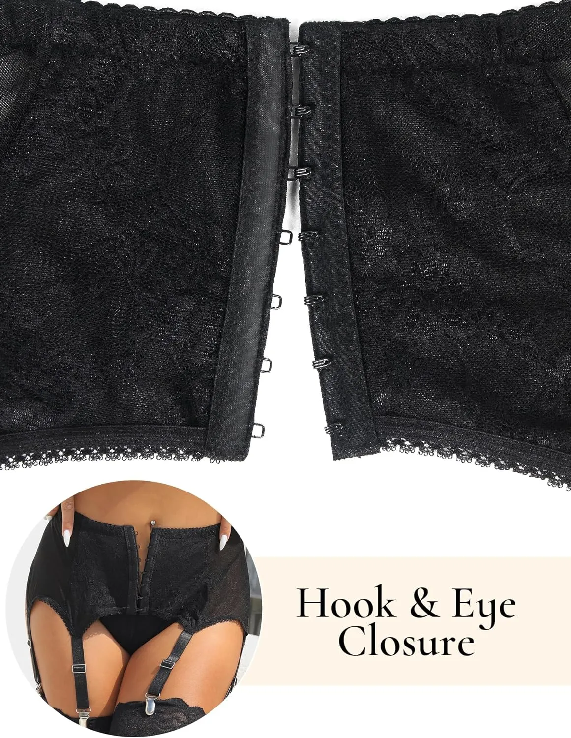 Lace Garter Belts for Thigh Highs Plus Size Suspender Belt Garter Belt Set Sexy Garters Lingerie with 6 Strap Slip