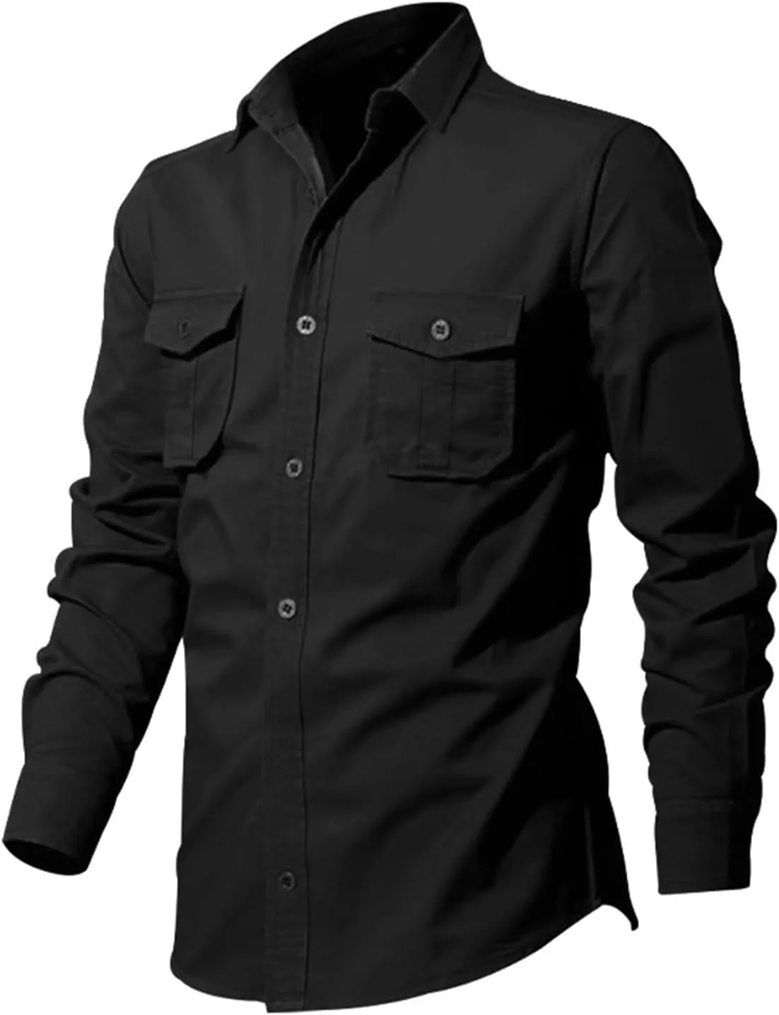 LCMTWX Men's Long Sleeve Button Up Shirts Long Sleeved Lapel Solid Color Shirt Shirt Double Pockets Men's Shirt Tee Shirts