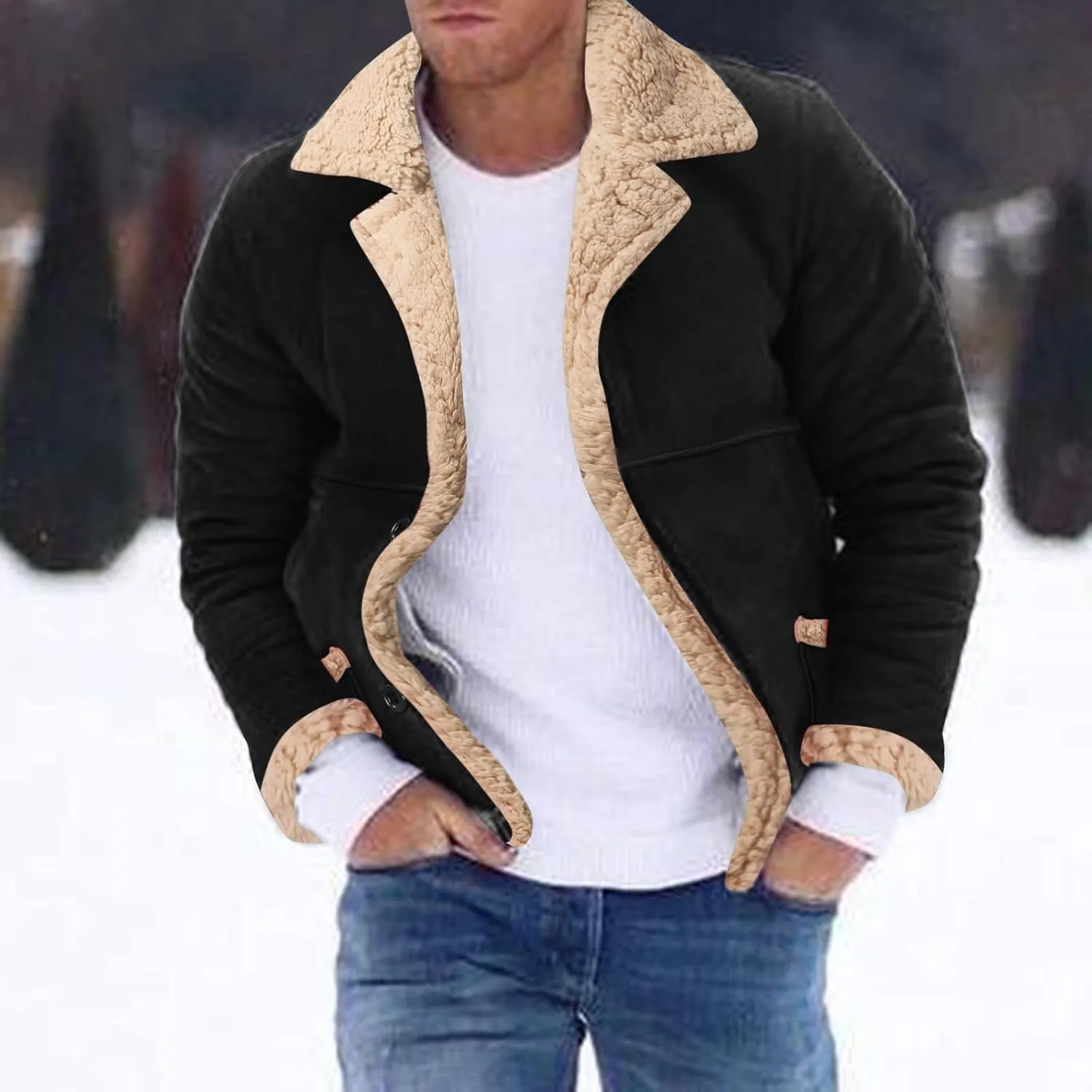 LCMTWX Men's Thicken Warm Winter Coat Stand Collar Knitted Splice Sweater Coat Casual Cardigan Stylish Outwear Winter