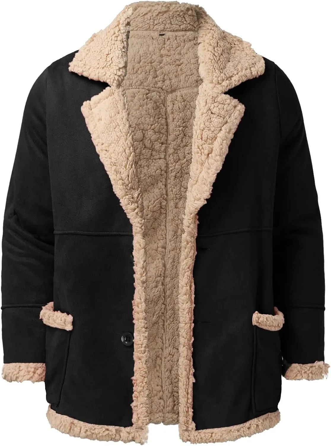 LCMTWX Men's Thicken Warm Winter Coat Stand Collar Knitted Splice Sweater Coat Casual Cardigan Stylish Outwear Winter
