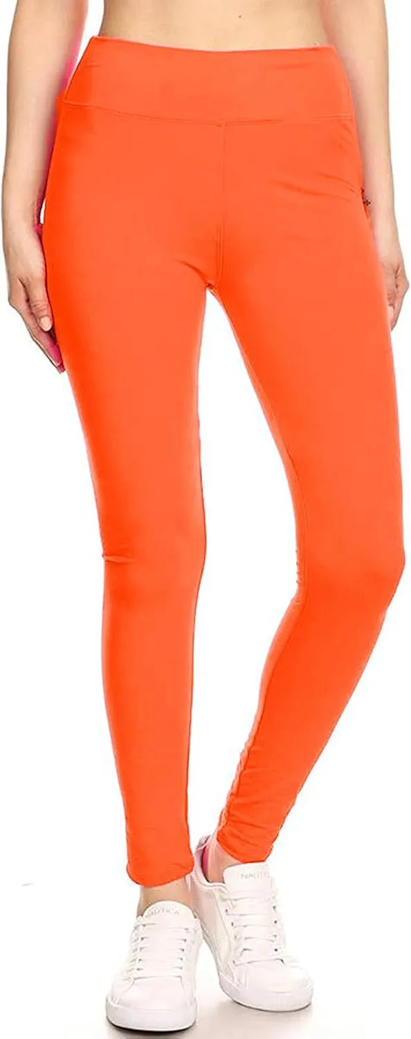 Leggings Depot High Waisted Leggings for Women Buttery Smooth & Soft Women's Solid Yoga - Reg, Plus, 1X3X, 3X5X