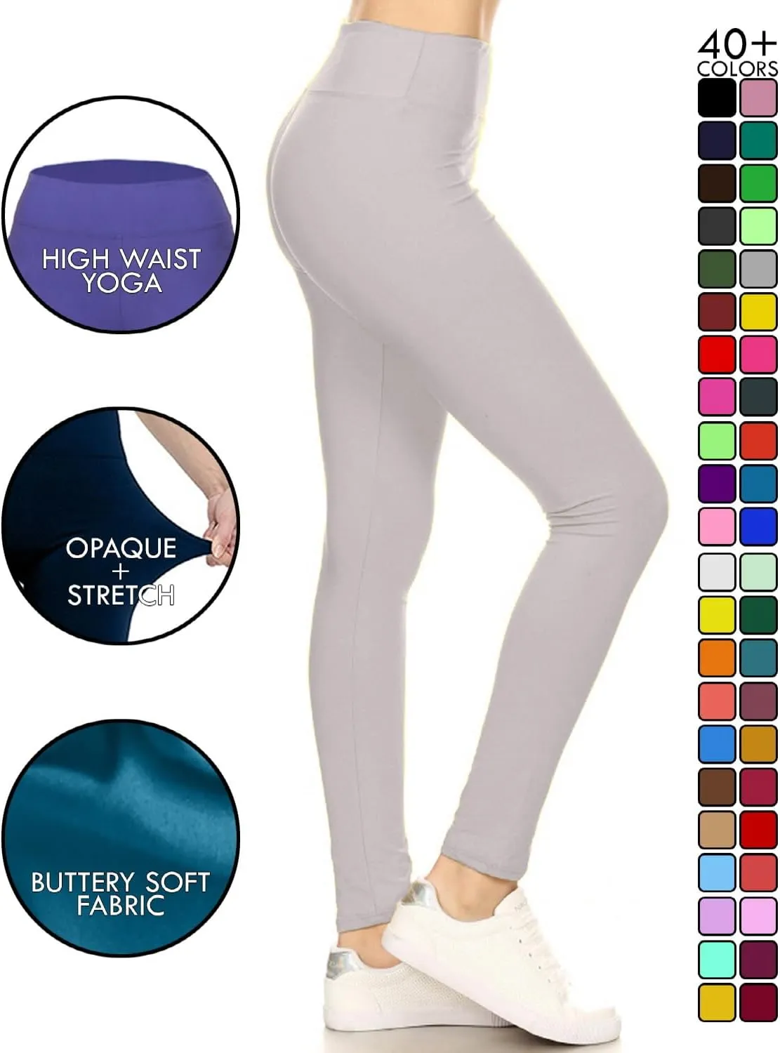 Leggings Depot High Waisted Leggings for Women Buttery Smooth & Soft Women's Solid Yoga - Reg, Plus, 1X3X, 3X5X