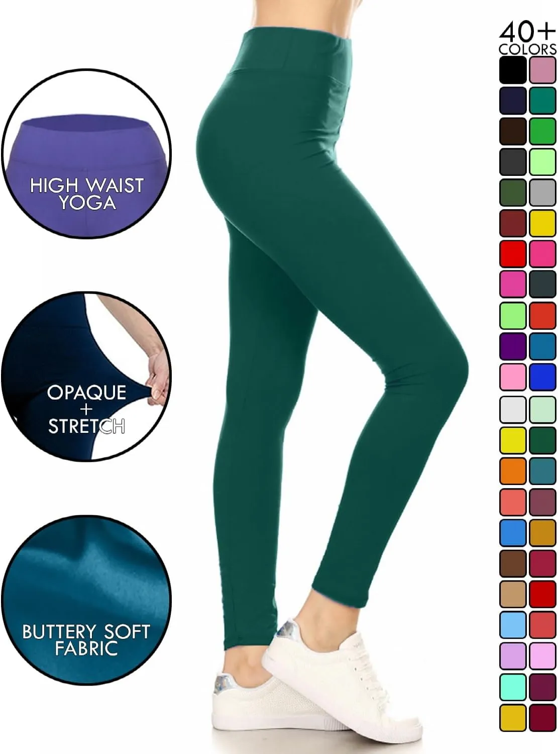 Leggings Depot High Waisted Leggings for Women Buttery Smooth & Soft Women's Solid Yoga - Reg, Plus, 1X3X, 3X5X