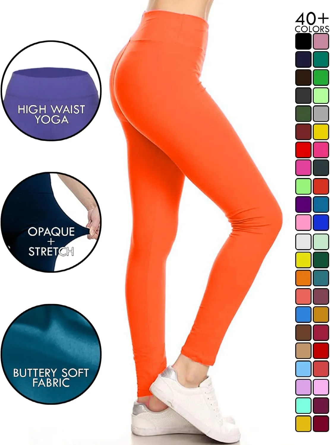 Leggings Depot High Waisted Leggings for Women Buttery Smooth & Soft Women's Solid Yoga - Reg, Plus, 1X3X, 3X5X
