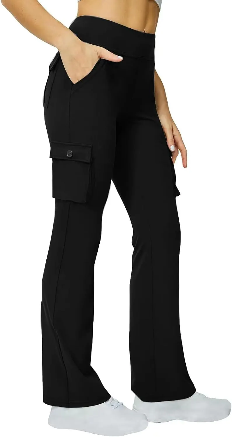 Leggings for Women High Waisted Casual Cargo Yoga Pants Tummy Control Workout Leggings Straight Leg Yoga Pant