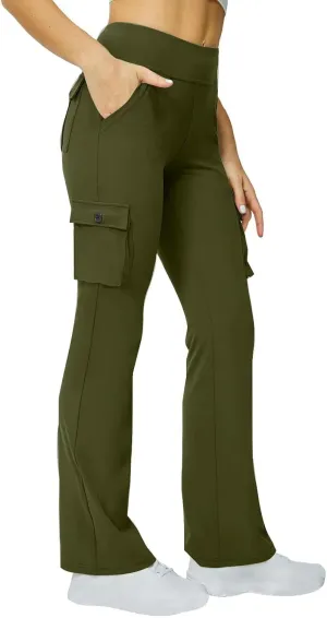 Leggings for Women High Waisted Casual Cargo Yoga Pants Tummy Control Workout Leggings Straight Leg Yoga Pant