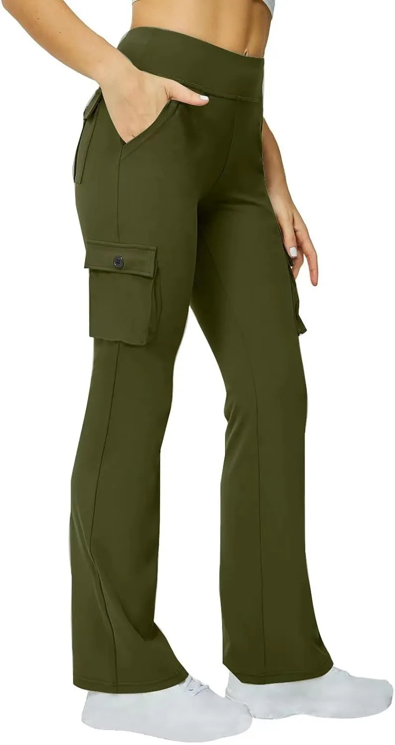 Leggings for Women High Waisted Casual Cargo Yoga Pants Tummy Control Workout Leggings Straight Leg Yoga Pant