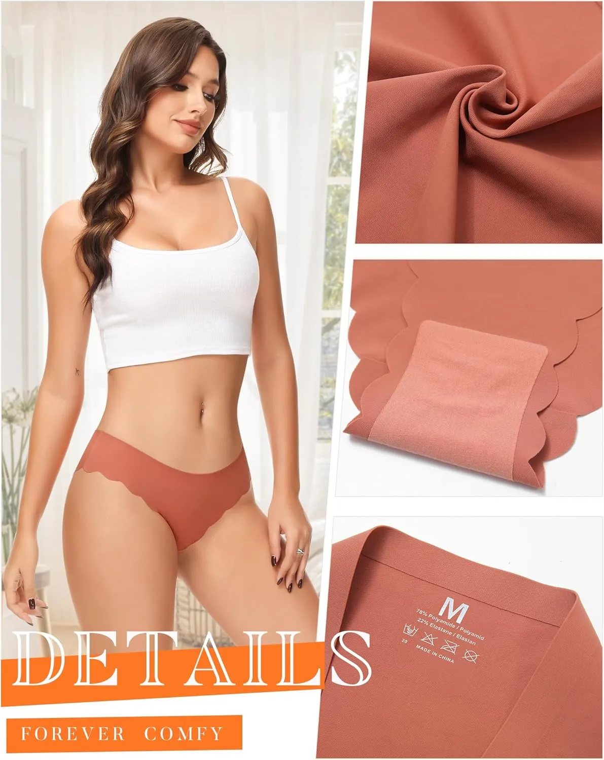 LEVAO Seamless Underwear for Women No Show Ice Silk Bikini Breathable Hipster Wavy Sides Invisibles Panties 7 Pack S-XL