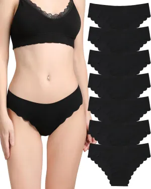 LEVAO Seamless Underwear for Women No Show Ice Silk Bikini Breathable Hipster Wavy Sides Invisibles Panties 7 Pack S-XL