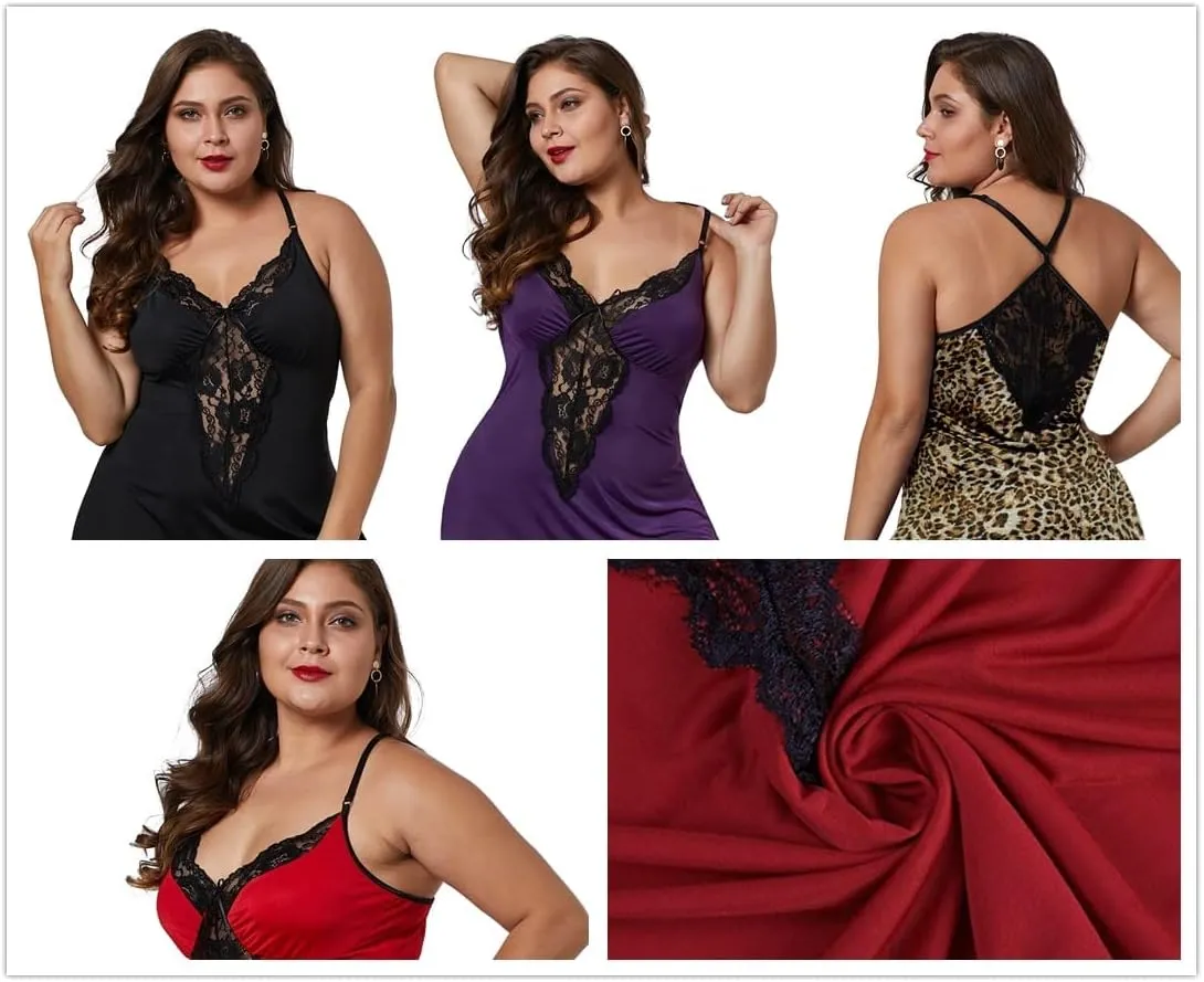 lime flare Sexy Plus Size Silk Nighty Chemise Satin Lingerie Sets