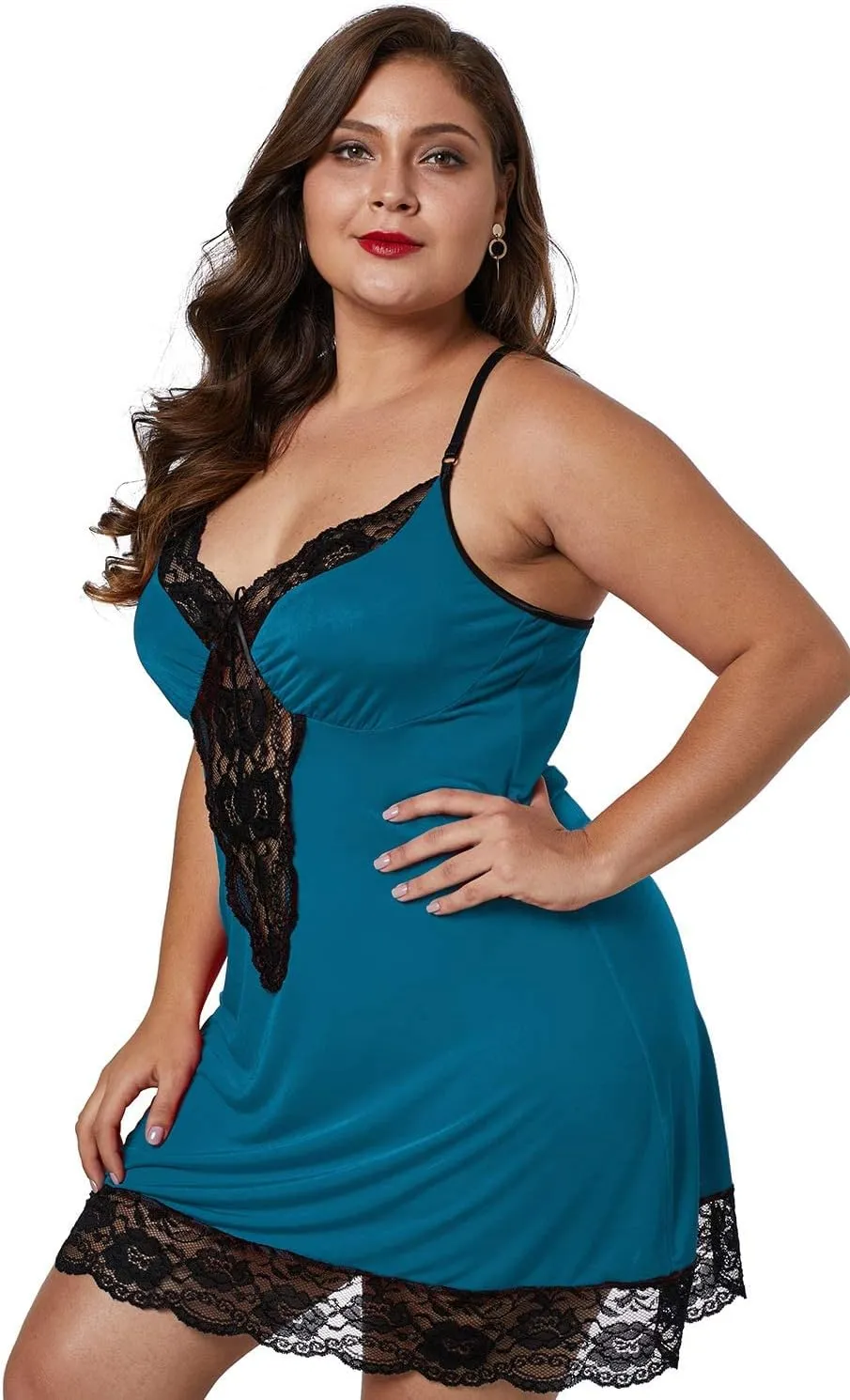 lime flare Sexy Plus Size Silk Nighty Chemise Satin Lingerie Sets
