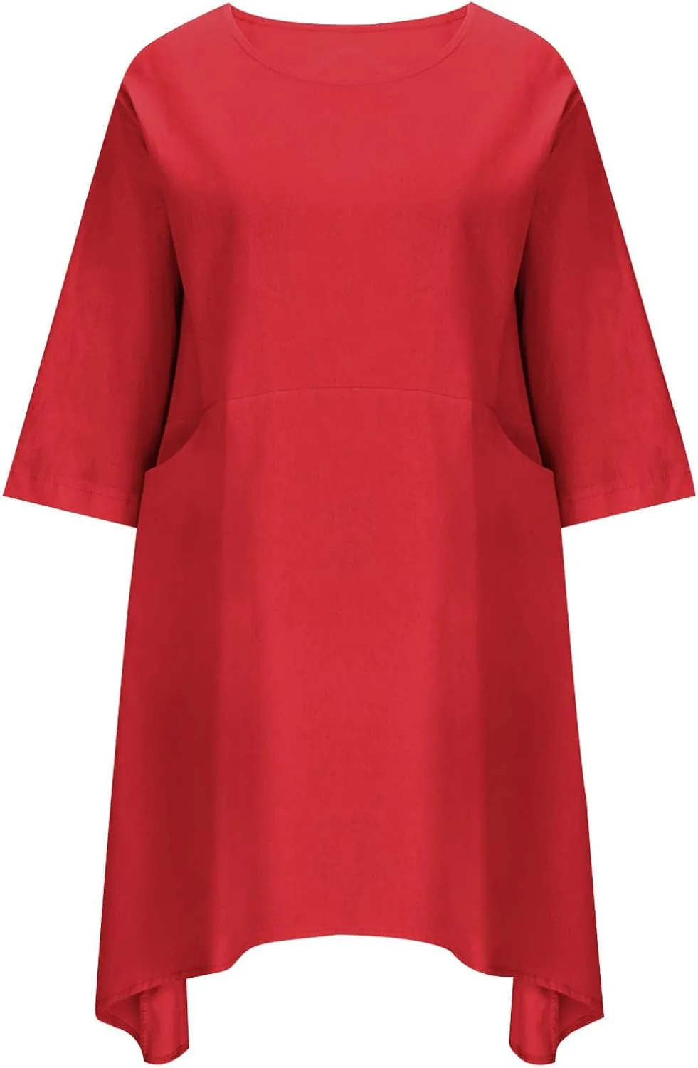 Linen Dresses for Women Summer Crew Neck Long Sleeve Loose Casual Sun Dress 2025 Vacation Flowy Relaxed Midi Dress