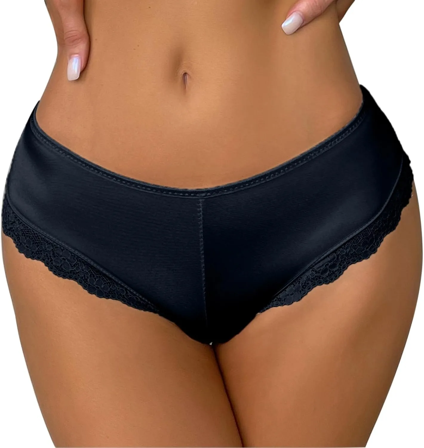 Low Rise Underwear For Women Ice Silk Lace Seamless No Line Breathable Soft Comfort Sexy Superhero Print Panties