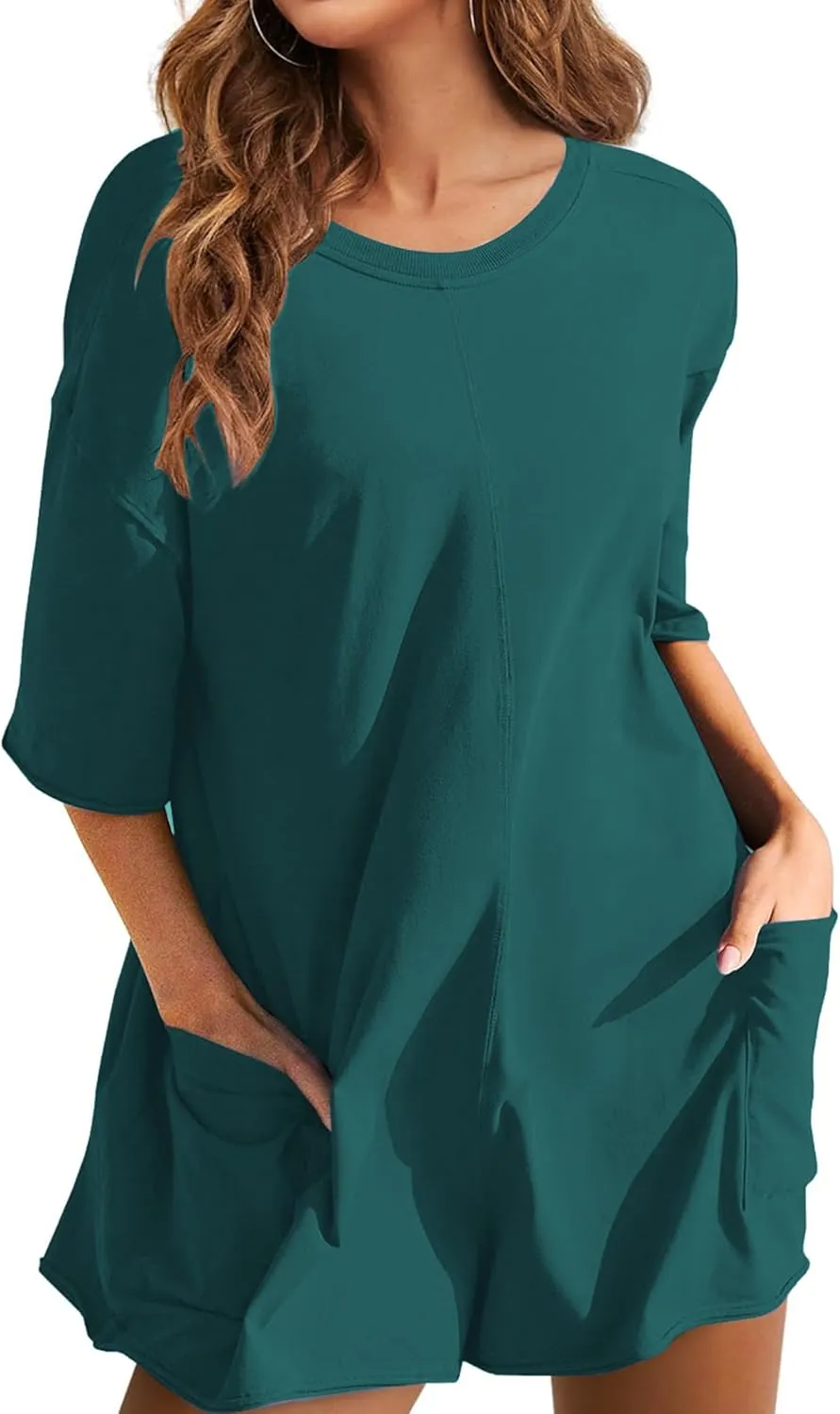LTSCNRM Womens Tee Rompers Casual One Piece Hot Shot Oversized Overall Short Sleeve Reversible Athletic Workout Pockets