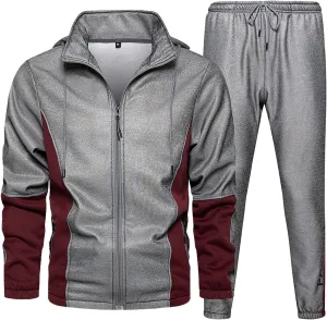Maryia Men's Athletic Tracksuits Two Piece Workout Running Sports Joggers Suit Set Winter Warm Full Zip Training Wear