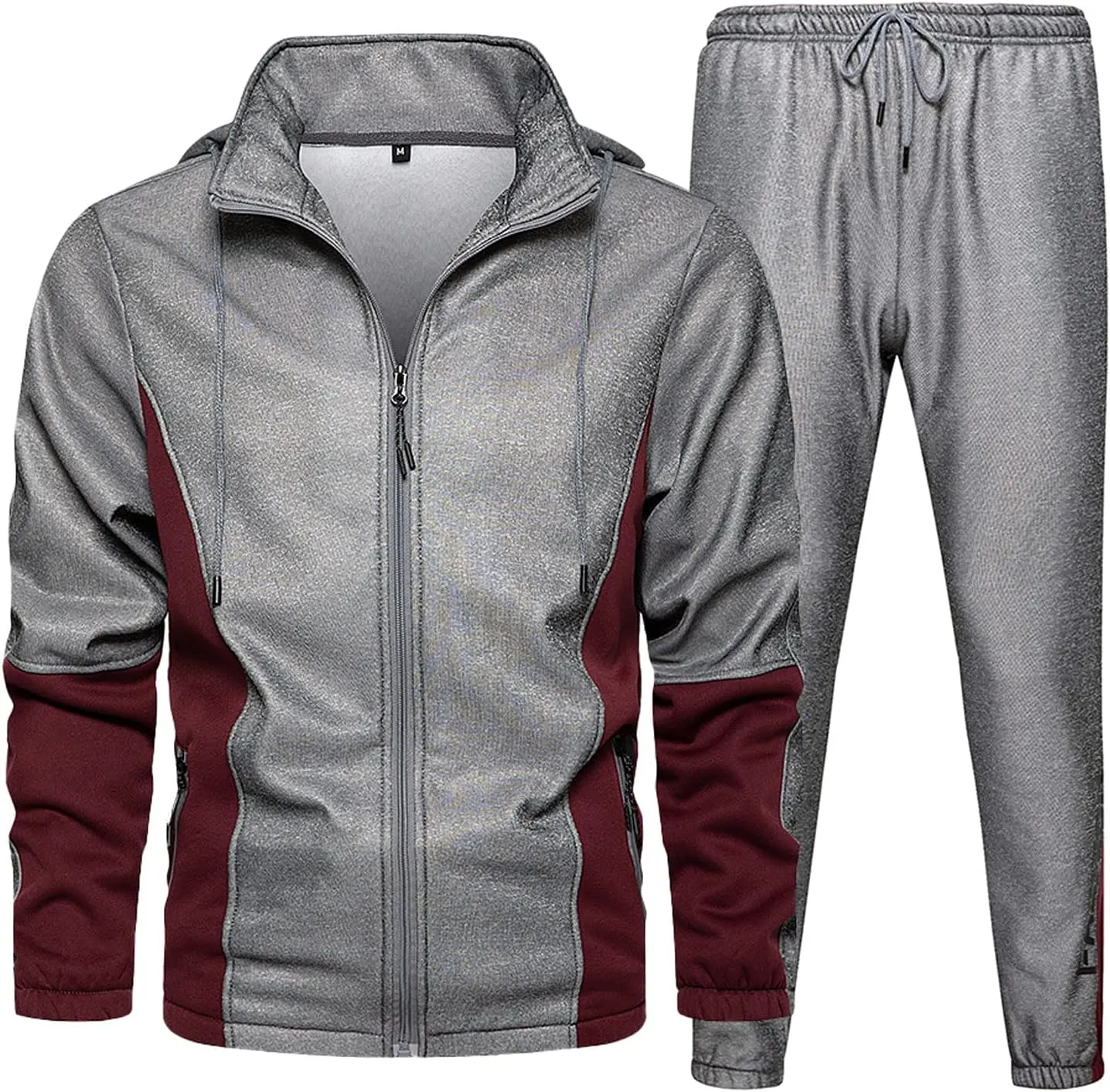 Maryia Men's Athletic Tracksuits Two Piece Workout Running Sports Joggers Suit Set Winter Warm Full Zip Training Wear