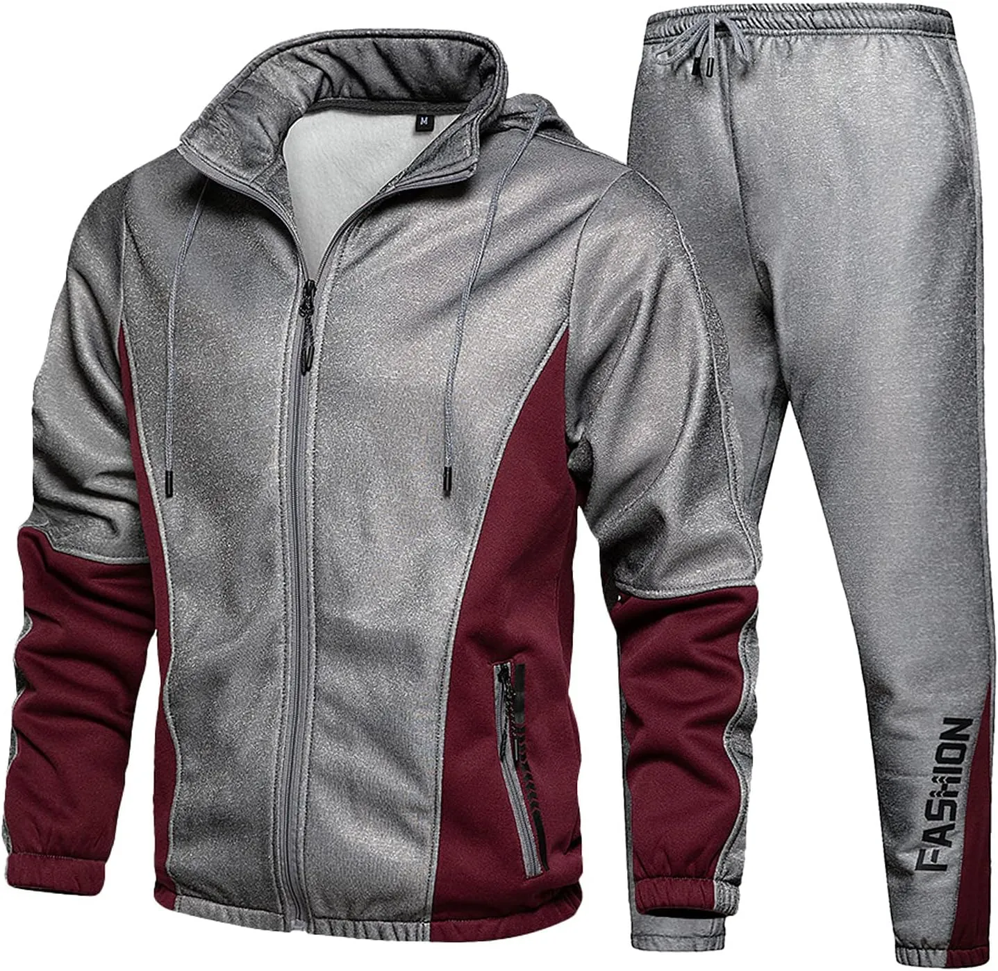 Maryia Men's Athletic Tracksuits Two Piece Workout Running Sports Joggers Suit Set Winter Warm Full Zip Training Wear