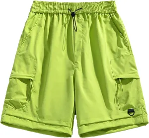 Men Ice Silk Shorts Quick Drying Breathable Workout Gym Shorts Elastic Waist Drawstring Casual Shorts Outdoor Running