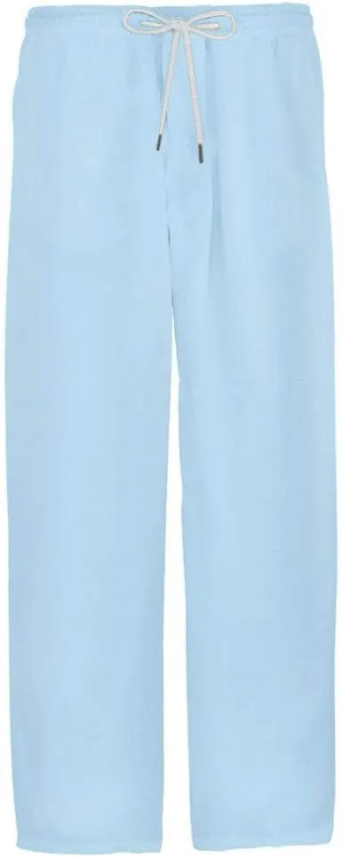 Mens Casual Linen Pants Loose Straight Leg Elastic Waist Drawstring Beach Summer Pants Lightweight Comfy Yoga Trouser