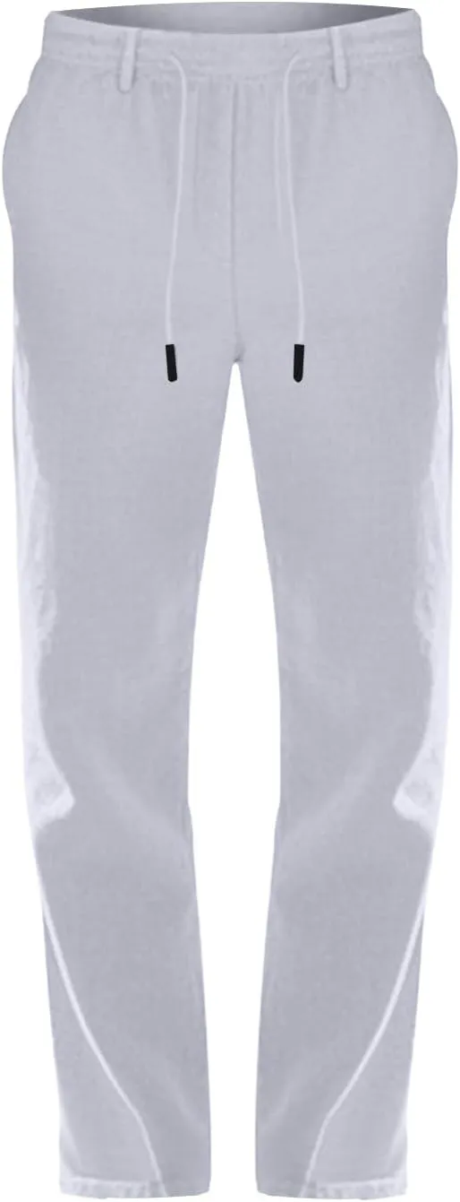 Men's Cotton Linen Pants Drawstring Elastic Waist Lightweight Casual Dressy Pants Slim Yoga Beach Pants with Pockets