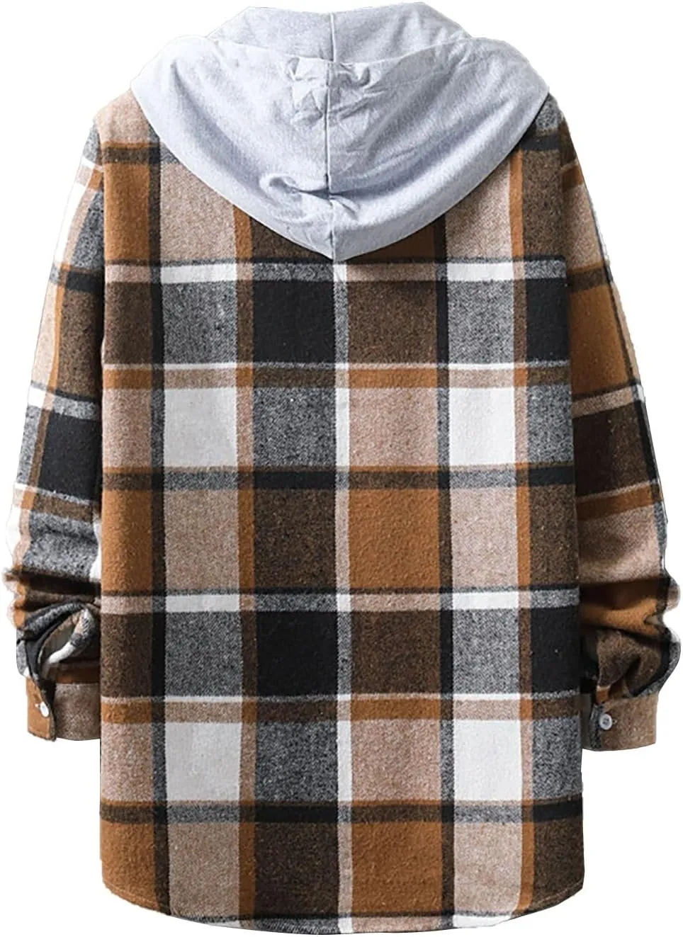 Mens Flannel Shirts Long Sleeve Plaid Lightweight Hooded Flannel Shirt Jacket Casual Button Down Fall Shacket