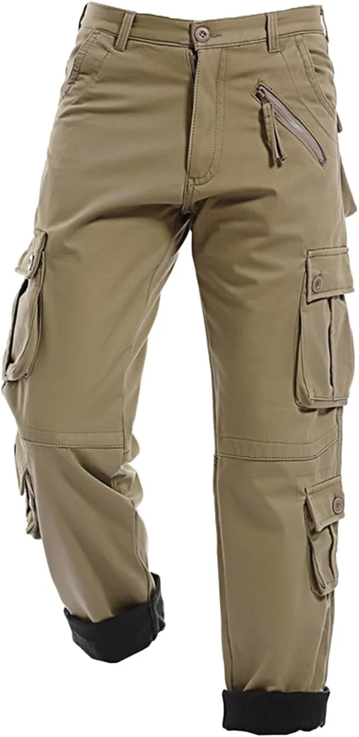 Men's Fleece Lined Cargo Pant Sweatpants Jogging Sweatpants High Comfort Casual Pants Fleece Lined Pants Mens Lined