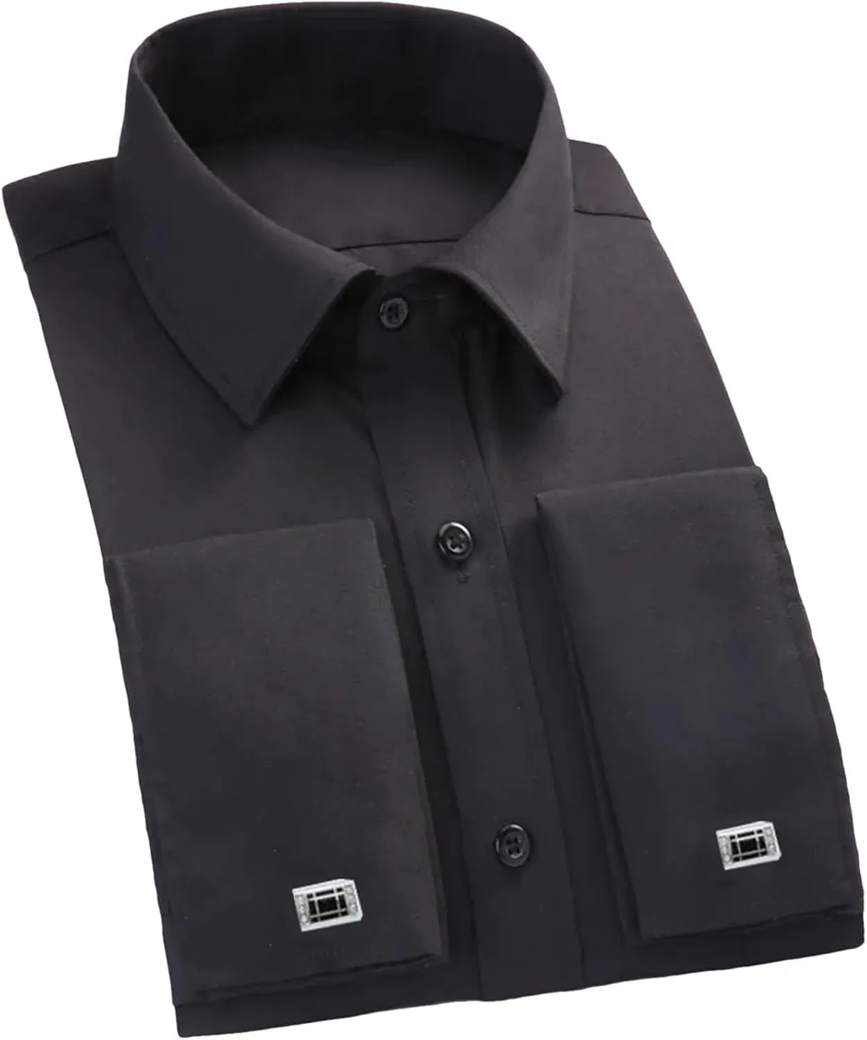 Men's French Cuff Dress Shirt Long Sleeve Formal Business Buttons Shirt Party Wedding Shirt