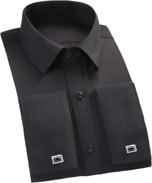 Men's French Cuff Dress Shirt Long Sleeve Formal Business Buttons Shirt Party Wedding Shirt