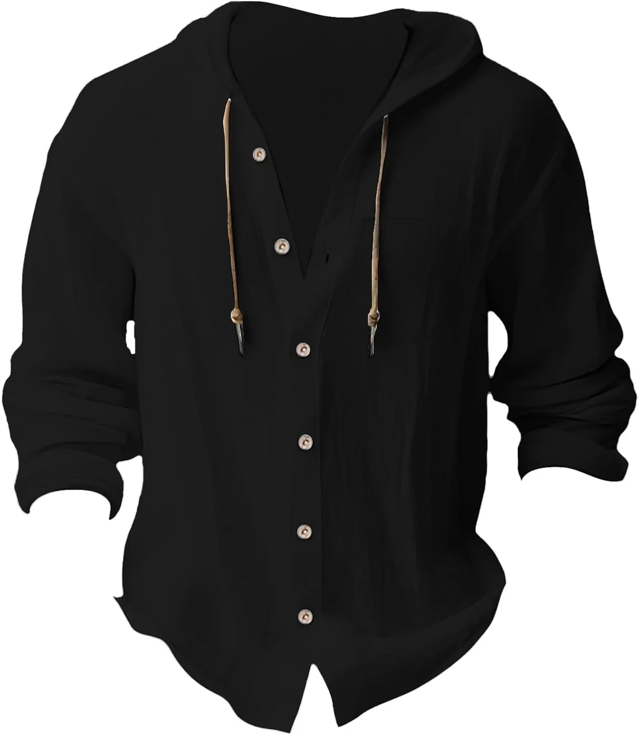 Men's Lightweight Summer Linen Shirt Long Sleeve Breathable Casual Button Down Shirt Slim Fit Shirts with Pockets