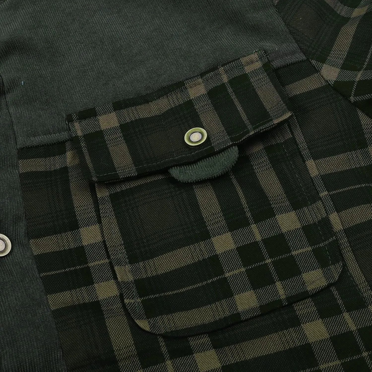 Mens Long Sleeve Sherpa Lined Flannel Shirt Jackets Thermal Quilted Lined Button Down Plaid Coats with Pockets