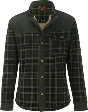 Mens Long Sleeve Sherpa Lined Flannel Shirt Jackets Thermal Quilted Lined Button Down Plaid Coats with Pockets