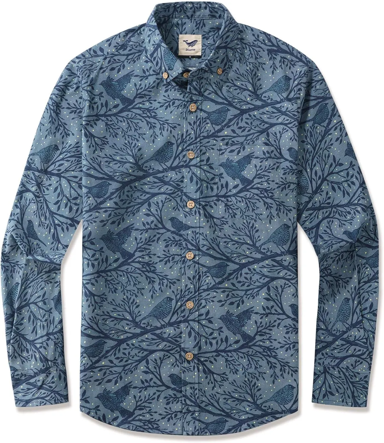 Mens Print Button Down Long Sleeve Shirt with Pocket Cotton Dress Shirt Vacation Casual Business
