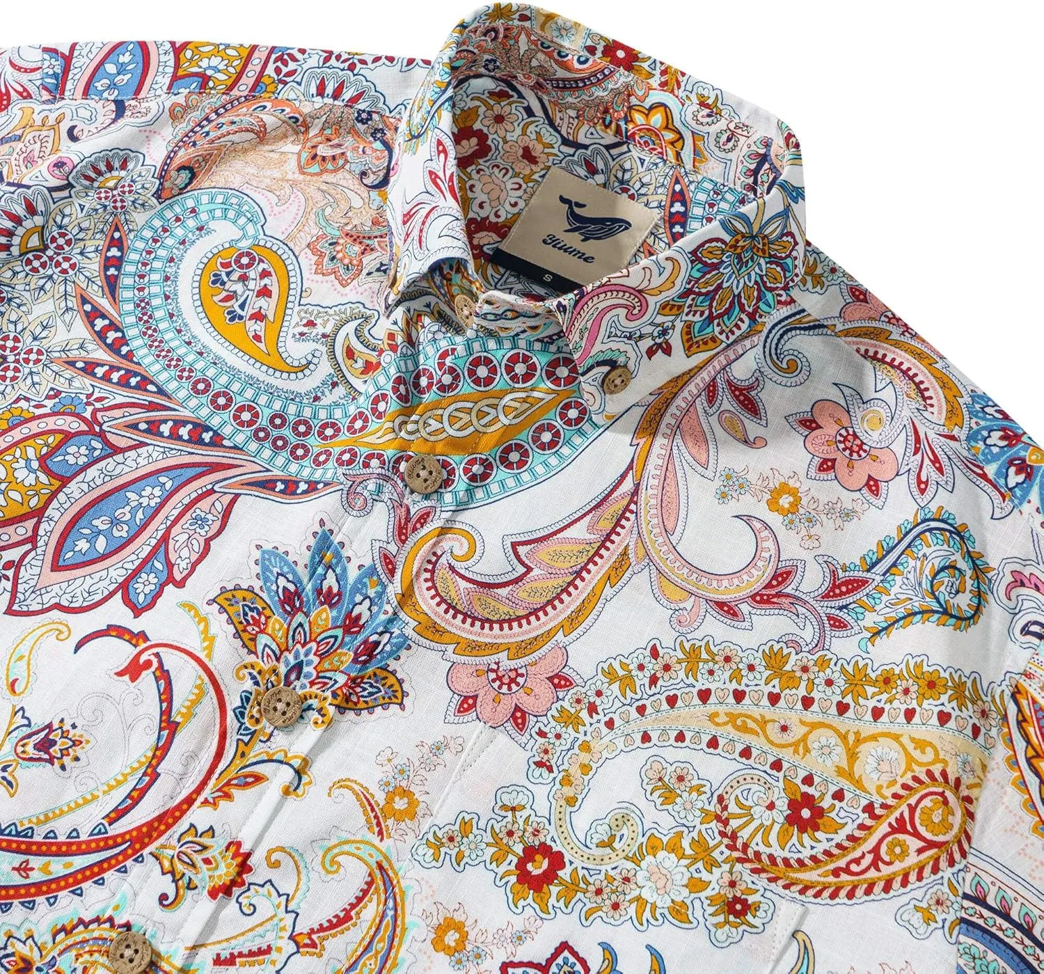 Mens Print Button Down Long Sleeve Shirt with Pocket Cotton Dress Shirt Vacation Casual Business