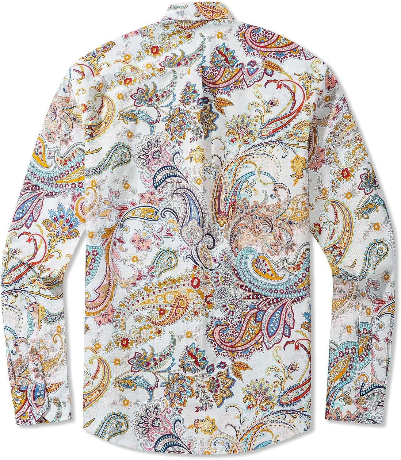 Mens Print Button Down Long Sleeve Shirt with Pocket Cotton Dress Shirt Vacation Casual Business