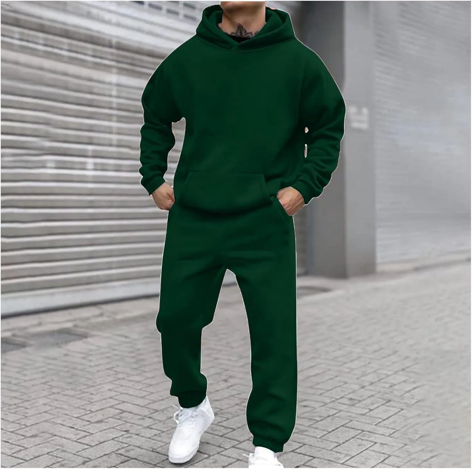 Men's Tracksuit 2 Piece Athletic Sweatsuits Sets Hooded Pullover and Elastic Waist Pants Casual Jogging Outfits