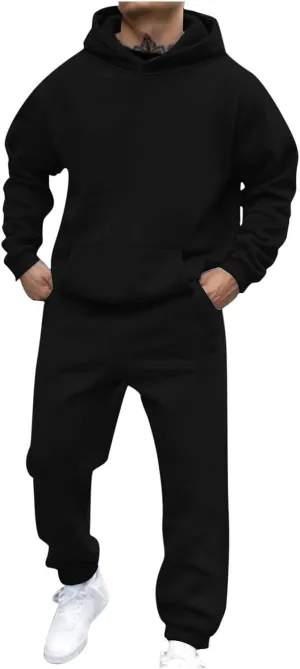 Men's Tracksuit 2 Piece Athletic Sweatsuits Sets Hooded Pullover and Elastic Waist Pants Casual Jogging Outfits