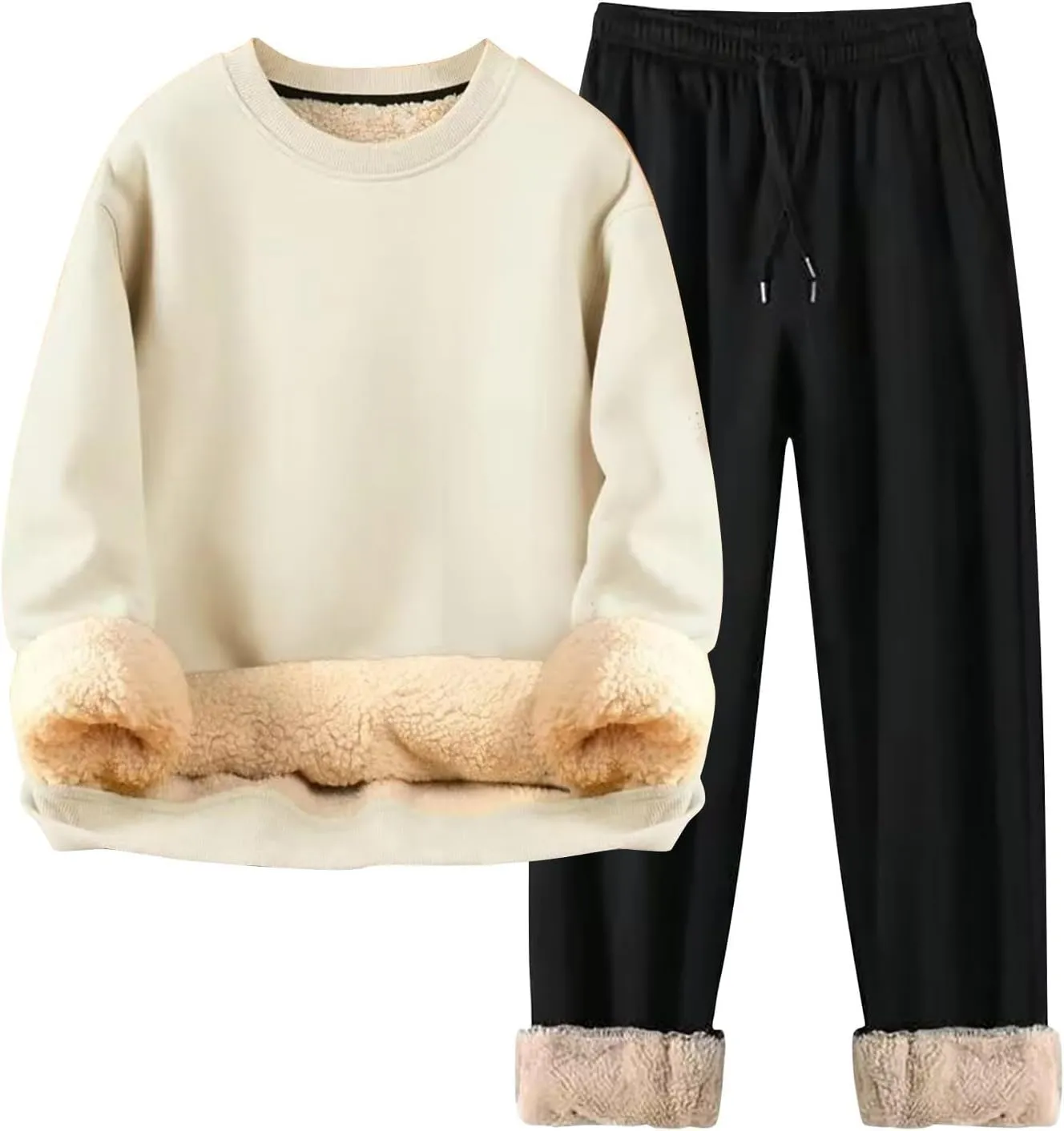 Men's Tracksuit Sherpa Fleece Lined Hoodie 2 Piece Athletic Sweatsuit Casual Fleece Sport Pant Suit Sets