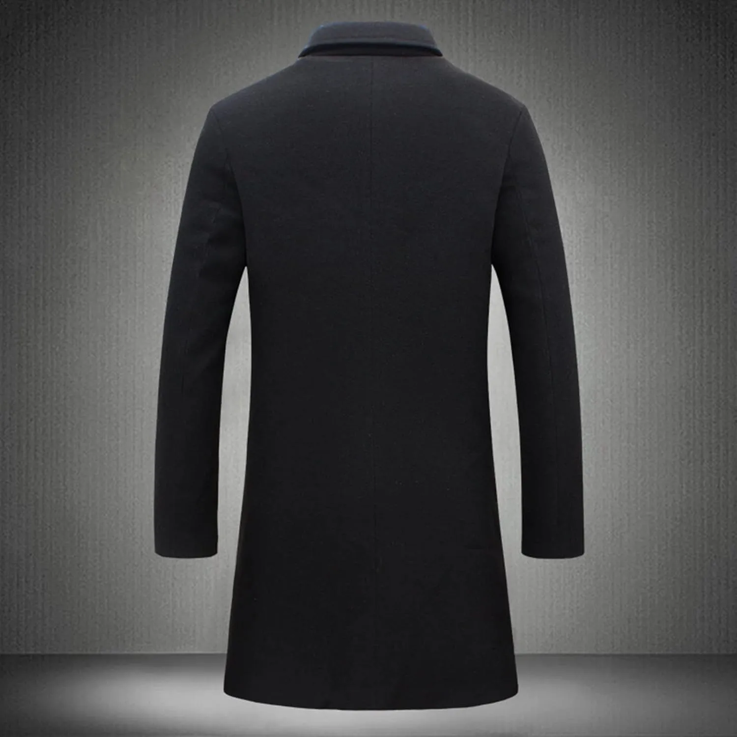 Mens Wool Blend Trench Coat Slim Fit Notched Collar Long Jacket Winter Overcoat Single Breasted Pea Coat wih Pockets