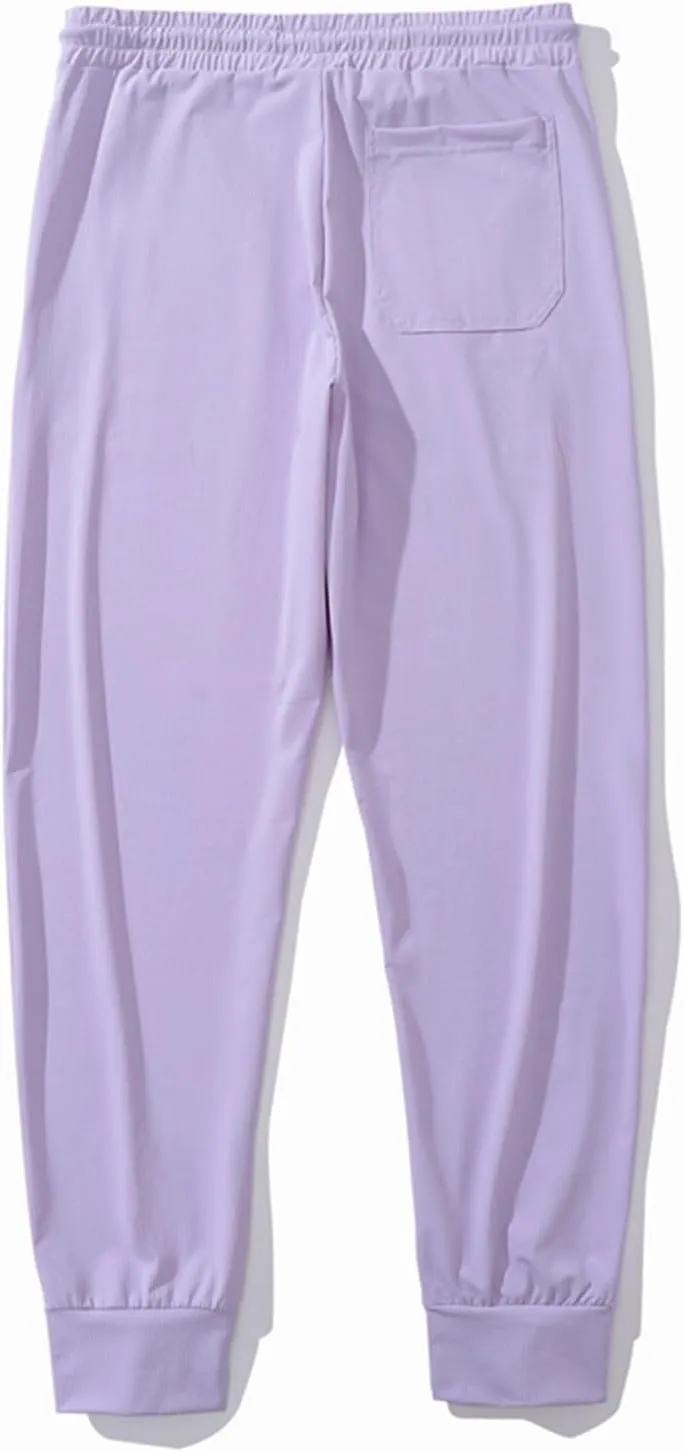 Mens Workout Pants Cinch Bottom Straight Casual Trousers Quick Dry Elastic Drawstring Pants High Waist Leisure Pants