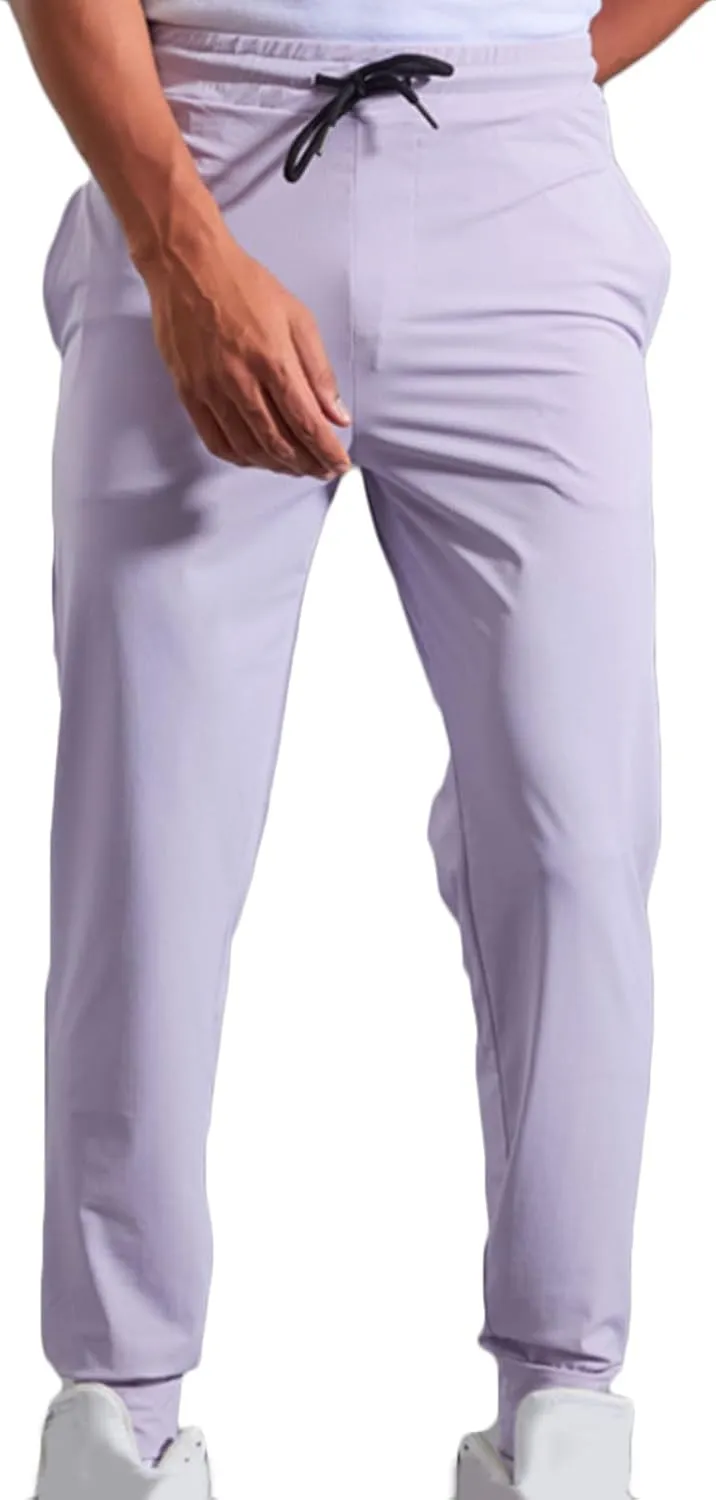 Mens Workout Pants Cinch Bottom Straight Casual Trousers Quick Dry Elastic Drawstring Pants High Waist Leisure Pants