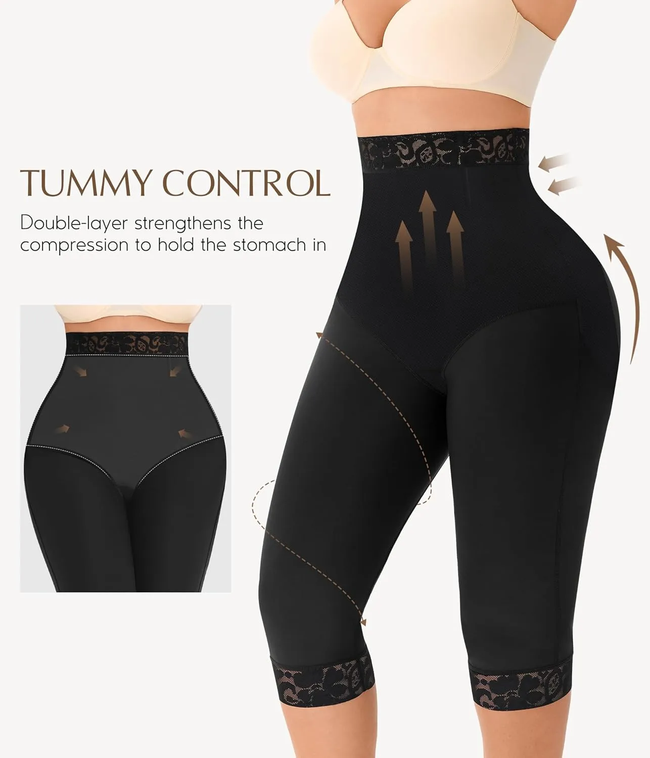 MERYOSZ Shapewear Tummy Control Shorts Body Shaper High Waisted Butt Lifting Panties Thigh Slimmer Capri Girdles